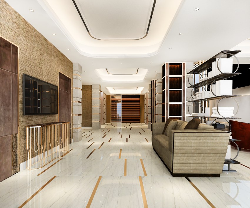 Interior design trends using natural stones featuring marble, travertine, and granite in modern home interiors